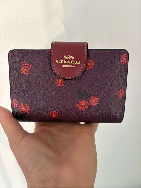 Coach Handbags - COACH Medium Corner Zip Wallet, Burgundy, Floral